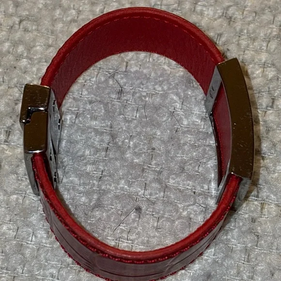 Swarovski Red & Black Crystal Panel Bracelet Swan Stamp - Picture 2 of 4